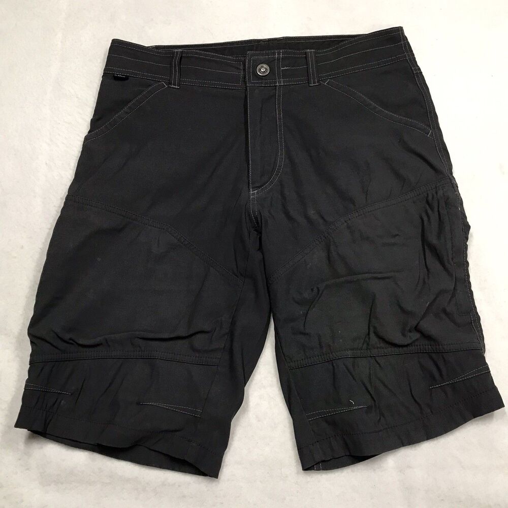 KUHL Board Shorts Men 32 Black Nylon Stretch Surf Hiking Beach Hybrid